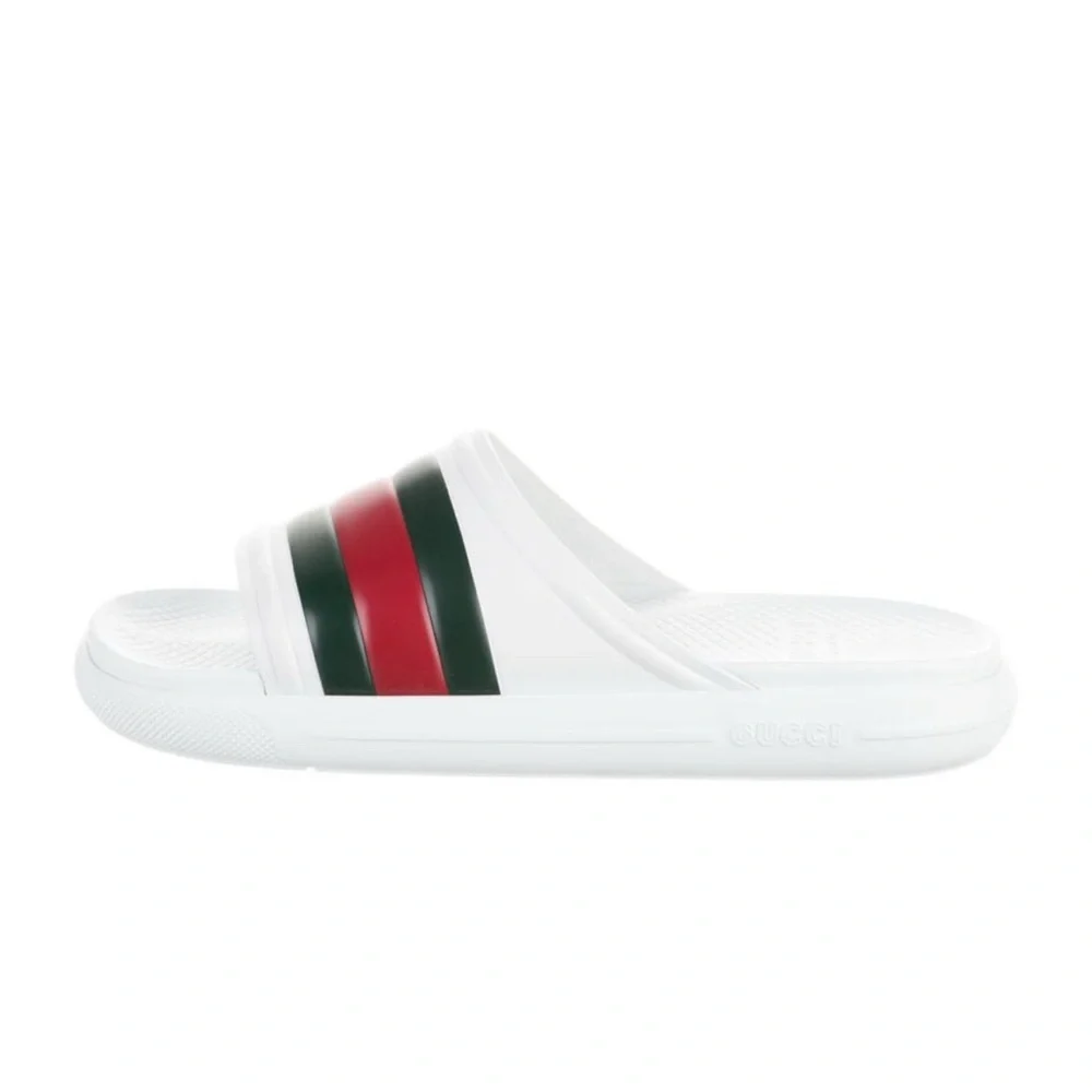 NWT Gucci White Slides with Bold Stripes US 6